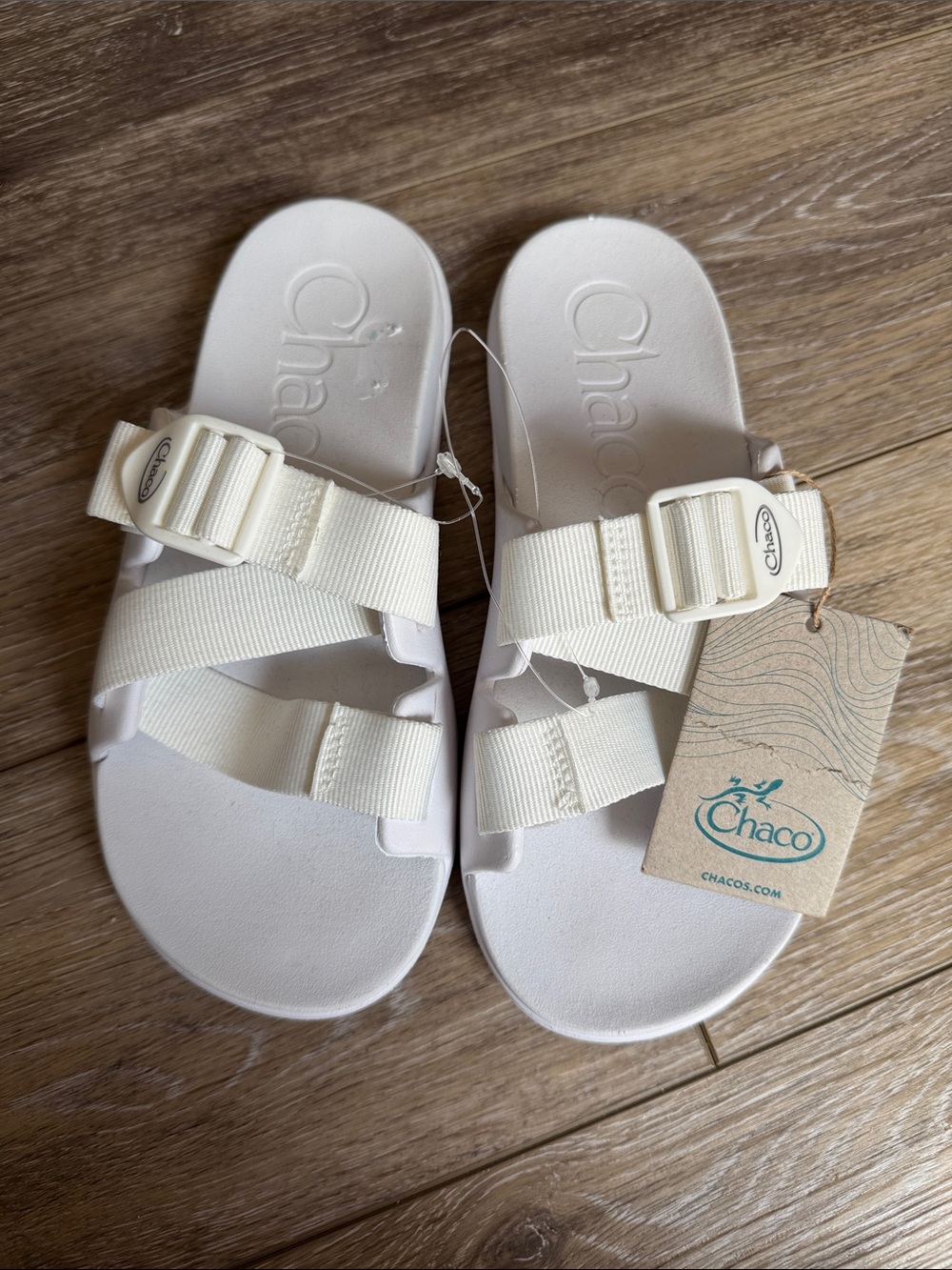 NWT Chaco Women's White Slide Sandals with Adjustable Straps Sz 7
